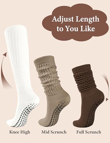 Image of AURUZA Grip Socks for Women Men Pilates Grip Socks Non Slip Yoga Sock with Grips for Barre Barefoot Hospital Grippy Sock