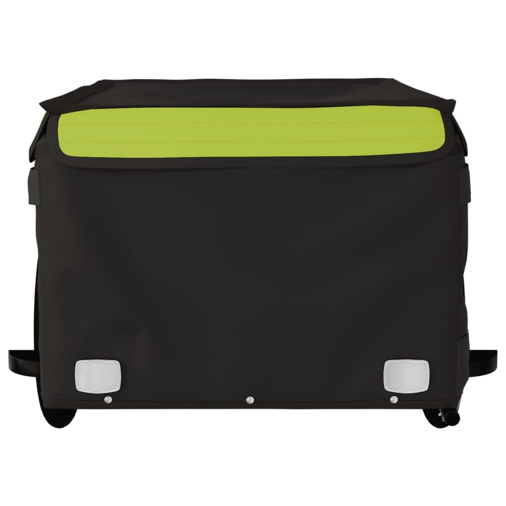 Remolque de bicicleta negro y naranja de hierro con capacidad de carga, 120 x 54 x, bandera de seguridad, plegable para transporte de equipaje, perro, niño y excursiones al aire libre