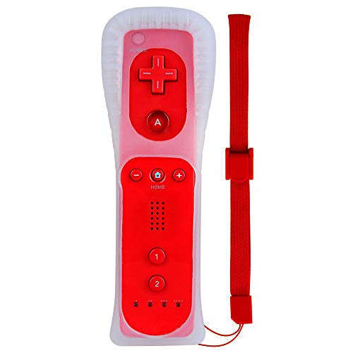 Wii Remote Controller, Replacement Wii Games Remote Control with Silicone Case and Wrist Strap for Wii and Wii U (Red)