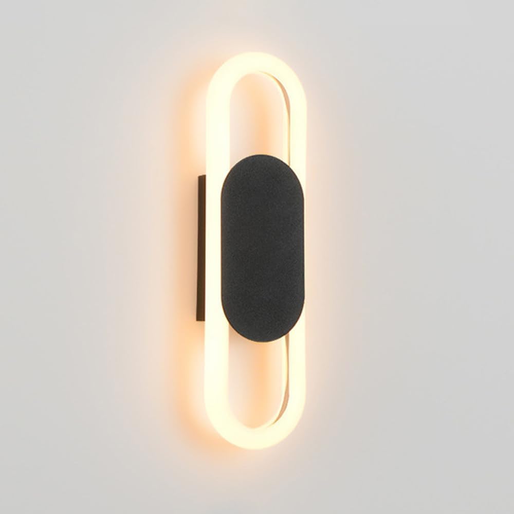 HUAYUSEDF Modern 11 W/Wall Sconce Home Minimalist Oval Sconces Indoor Decor Hardwired Lamp Bedroom Hallway Stair Living Room Mounted Light Fixtures 3000 K(Black)