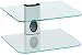 Gold Line 2 x White Floating Shelves with Strengthened Tempered Glass for DVD Players/Cable Boxes/Games Consoles/TV Accessories