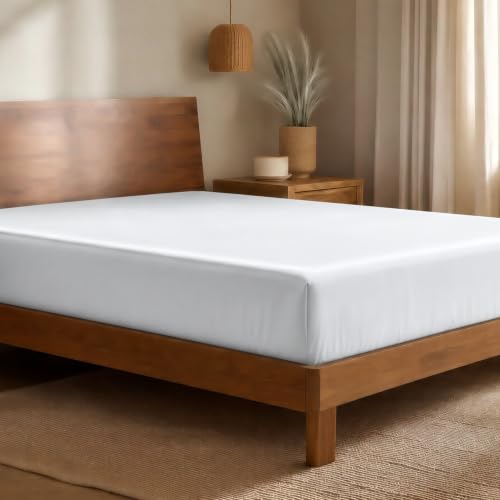 bare home 100% rayon made from bamboo fitted sheet (twin xl, white)