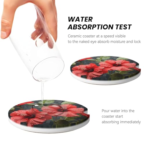 2 Posavasos de Cerámica para Auto 2.56 pulg Diseño Rojo Verde miniatura 3