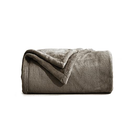Maple&Stone Plaid Couverture Polaire 300 GSM - Jeté de Canapé Flanelle Moelleuse Couverture Lit Epaisse et Douce 100% Fibre de Polyester, Taupe 130x165cm