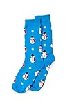 Tipsy Elves Blue Snowman Socks for Women OSFA