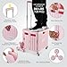 MACOPRO Foldable Utility Cart with Stair Climbing Wheels, Collapsible Rolling Crate with Telescoping Handle, Folding Shopping Trolley Handcart Grocery Book File Tool Teacher Storage Basket (Pink)