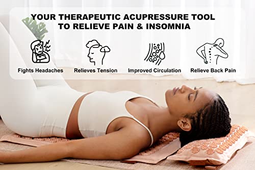 UNMERA Acupressure Mat and Pillow Set,Natural Premium Linen & Coconut Fiber Filling,for Back/Neck Pain Relief, Sciatic, Headache and Muscle Relaxation, Comes with Carrying Bag by UNMERA - Image 3
