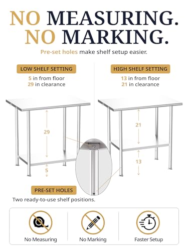 Image of Atelicf NSF Stainless Steel Prep Table 24X60 inch, Rounded Flat Top