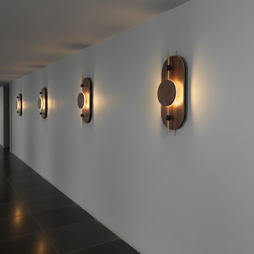 LED Wall Lamp, Oval Wood Wall Sconce, Minimal Light for Living Room, Hallway, Bedside, Entryway, Corridor, Nordic Fixture, Apartment Home, Interior Accent, Entry Nook, Foyer Parlor(Brown)