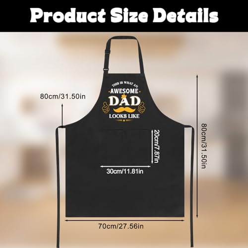 XLSXEXCL Funny Apron for Men Cooking Grilling BBQ Chef Apron Adjustable Kitchen Cooking Aprons with Pocket for Dad Husband Birthday Father's Day, Awesome Dad