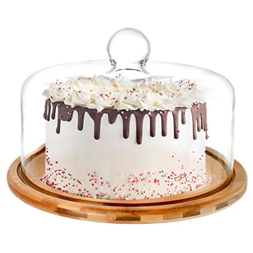 Peohud Cake Stand with Glass Dome, 4-in-1 Cheese Board, Covered Platter, Cake Plate Serving Tray, 10 Inch Cupcake Dessert Display for Pies, Appetizers, Wedding, Event, Birthday Party, Holiday Treats