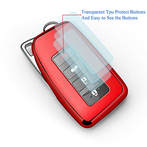 Tukellen For Lexus Key Fob Cover Premium Soft Tpu Full Protection Key Shell Key Case Compatible With Lexus Es Is Gs Nx Ls Rx Rc 300H 350 200T 250 300 F 450H 460 600H Smart Keyless Fob Remote Key-Red #TOP3