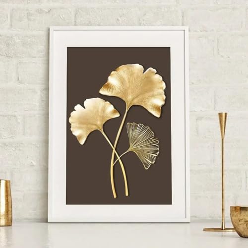 Impression sur toile feuille dorée style rétro chic haut de gamme - 6