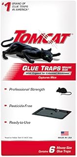 Tomcat Glue Traps Mouse Size with Eugenol for Enhanced Stickiness, Contains 6 Mouse Size Glue Traps - Captures Mice and Other Household Pests - Professional Strength, Pesticide-Free and Ready-to-Use