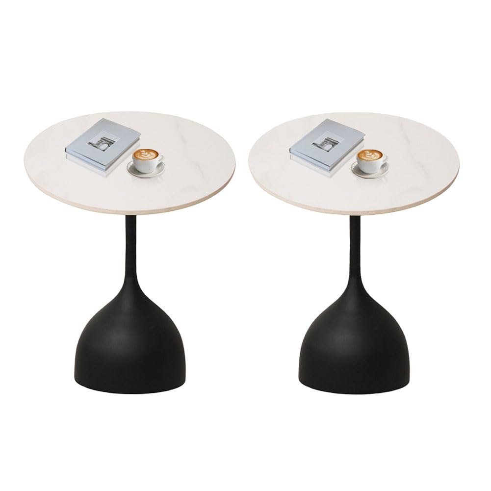 Cre Cra Side Table with Marble Top Metal End Table Modern Sofa Side End Table Outdoor Coffee Round