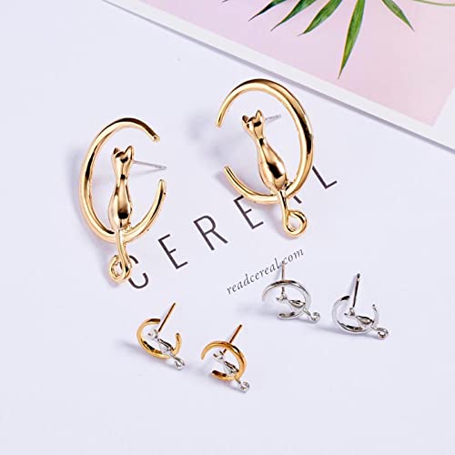 Boucles d'oreilles chat lune or légères anti-irritation - 3