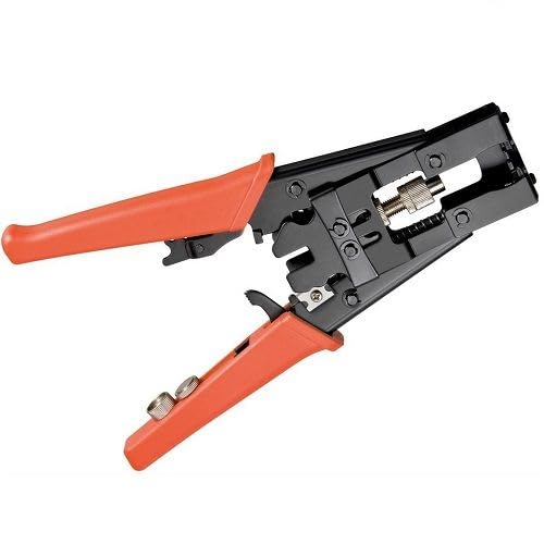 CABLEPELADO - Herramienta Crimpadora Metálica | Tenaza para Conectores F, BNC, IEC y RCA | Pinza de Compresión Robusta para Instaladores Profesionales