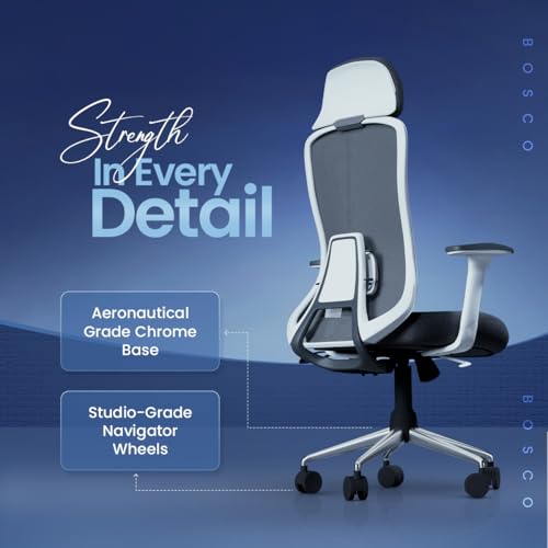 Image of IAFA FURNITURE Bosco High-Back Mesh Office Chair | 2 Year Warranty | Ergonomic Study | Computer Chair with Revolving Base | Single Lock Synchro Mechanism | Heavy-Duty Metal Base (Grey) (DIY)