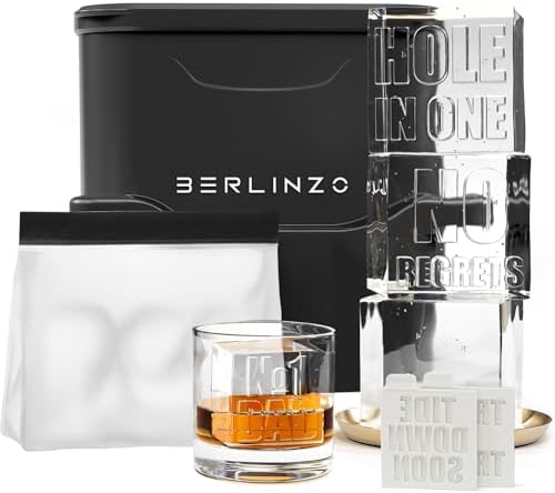 Berlinzo High Quality Clear Ice Cube Tray - 2 Large Crystal Clear Ice Squares for Whisky and Cocktails - Easy to Remove Ice Cube Tray - Includes Storage Bag and