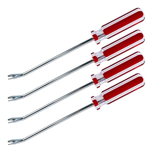 PDETVEO 4PCS 9.25 Inch Tack Lifter Nail Puller, V TipTack Lifter, Professional Heavy Duty Metal Nail Puller with Comfort Grip Handle for Office, Home, Staples Removal, Construction, Upholstery