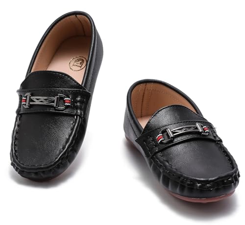 DADAWEN Toddler Little Kid Boys Girls Soft Leather Loafer Casual Moccasin Flats Dress Shoes Penny Slip On Boat Shoes School Wedding Church Loafers