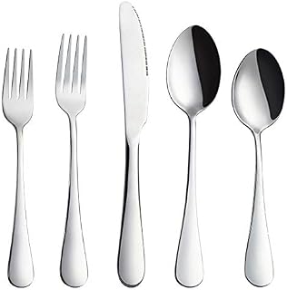 AOOSY Flatware Set, 5-Piece Silverware Set, Stainless Steel Home Kitchen Hotel Restaurant Tableware