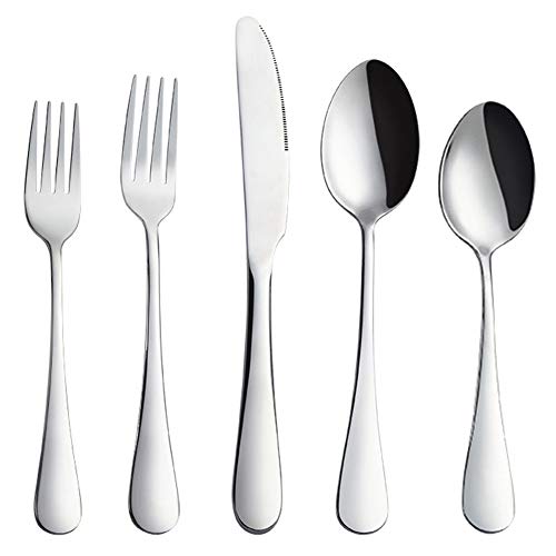 AOOSY Flatware Set, 5-Piece Silverware Set, Stainless Steel Home Kitchen Hotel Restaurant Tableware