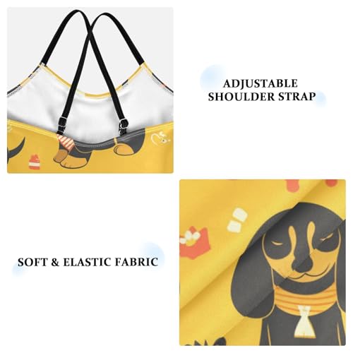 KLL Dachshund Dreams of A Bone Girl 1 Piece Swim Suit Summer Swimming Suits Adjustable Shoulder Strap Cute3