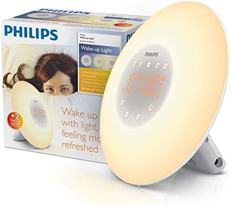 Philips Wake-up Light, Sunrise Simulation, 2 Natural Sounds, FM Radio & Bedside Lamp, HF3505/60