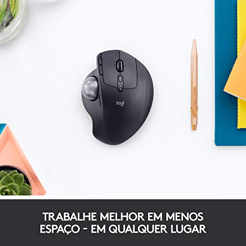 Mouse sem fio Logitech Trackball MX Ergo com Ajuste de Ângulo, Conexão USB Unifying ou Bluetooth com Easy-Switch para até 3 dispositivos e Bateria Recarregável glide