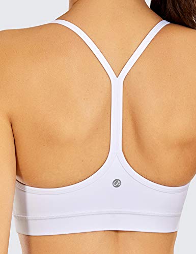 Image of CRZ YOGA Y Back Womens Sports Bra - Padded Racerback Spaghetti Thin Strap Low Impact Workout Sexy Low Cut Yoga Bra