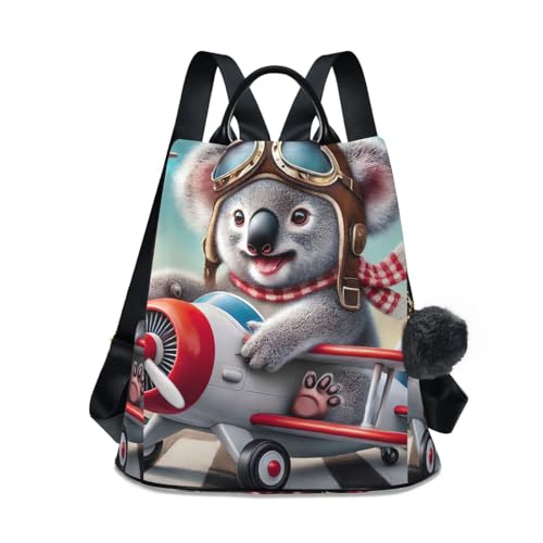 Mochila antirrobo mujer cremallera trasera viaje Funny Koala Plane original