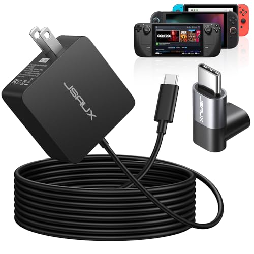 45W USB C Wall Charger, JSAUX Steam Deck Charger with 10FT Cable Type C PD 3.0 Fast Charging USB C Power Adapter for Steam Deck, Switch, MacBook Pro, iPad, Pixel, Samsung Galaxy S23 Ultra/S23 Plus