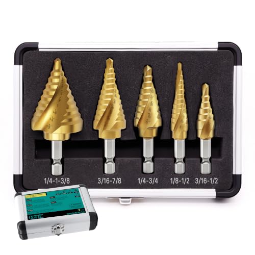 OSTTE Step Drill Bits with Two Spiral Grooves, 5PCS