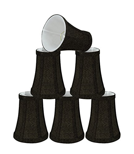 Aspen Creative 30248-6, Bell Clip-On Chandelier Lamp Shade, Two-Tone Black, 2-1/2" Top x 4" Bottom x 5" Slant Height, Set of 6