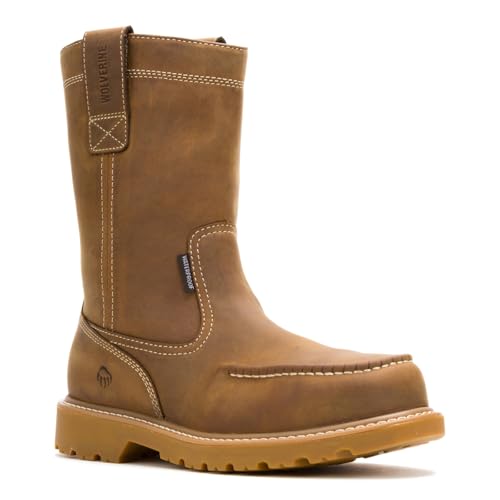 Wolverine Men's Floorhand Moc Waterproof Steel Toe 10in Dark Wheat