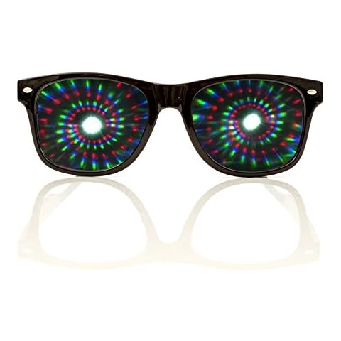 Alternative Imagination Spiral Diffraction Glasses - for Raves, Festivals, Holiday Lights - Black Frame Cover
