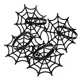 CIYODO 4 Piezas servilletero Decoración de Halloween Felpa Aterrador Posavasos de telaraña Broma Webs de de Halloween servilleta de aleación Negro
