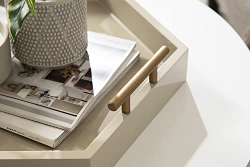 Image of Kate and Laurel Lipton Modern Hexagon Tray; 18 x 18; Sand; Midcentury Decorative Serving Tray for Storage and Display