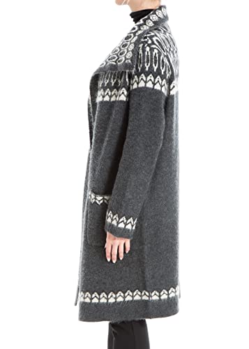 Max Studio Women's Long Sweater Cardigan, Tonal Grey Floral Fairisle, Extra Large #TOP1