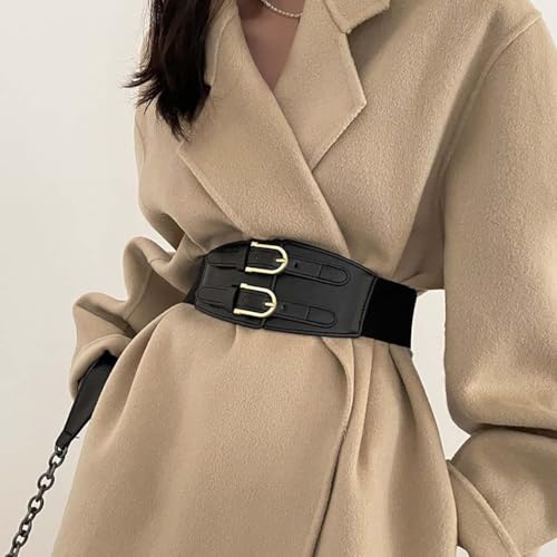 Yalice Vintage Wide Waist Belt Women Cinch Elastic Belts for Dresses Stretchy Waist Band with Double Buckle4