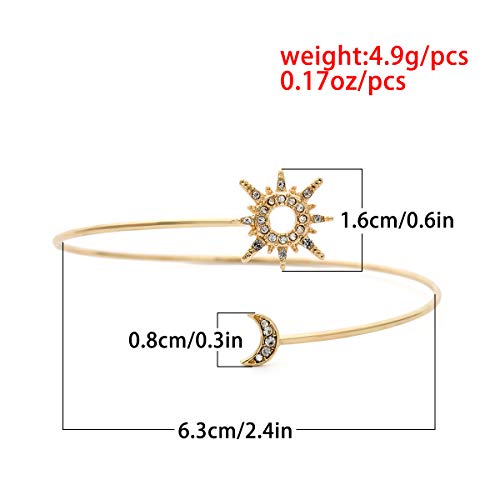 Upper Arm Cuff Armlet Open Cuff Wrap Bracelet Armlet Crystal Sun Moon Arm Bangles Armband Rhinestone Adjustable Leaf Feather Chain Tassels for Women Wedding Costume Jewelry2