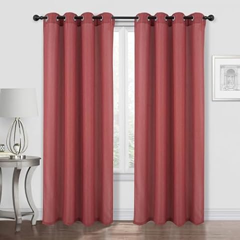Tony's collection Glitter Sparkle Natural Faux Linen Curtains,Terra Cotta Curtains 96 Inches Long Faux Linen Room Darkening Curtains (34x95 Inch, Terra Lurex, 2 Panels) Cover
