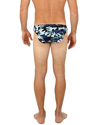UZZI Men's Camo Basic Swim Shark Bikini Swimwear Blue (Large)2