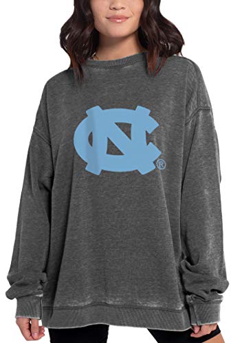 chicka-d NCAA North Carolina Tar Heels Womens Campus Pullover, Charcoal, Medium, 449_TC_PL