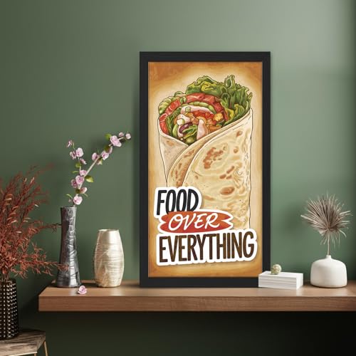 Image of NoWorries Wall art framed painting food posters for cafe decor (Synthetic wood frame) inch300 GSM premium art HD prints inch Wall painting for Home & Kitchen Decor (Pattern illustration)( Set of 1, Framed Painting) (BLACK, ART-9, 10X19INCHES)