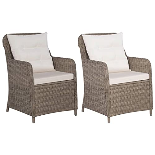 vidaXL 2X Sillones de Jardín Ratán Sintético Marrón y Crema Mobiliario Terraza