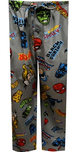 Briefly Stated Mens Marvel Comics Avengers Cast Gray Silky Fleece Lounge Pants (Medium), Grey2