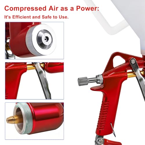 Image of Texture Drywall Sprayer,Air Hopper Spray Paint Guns with 1.5 Gallon Hopper, Includes 3 Nozzles (4.0mm /6.0mm /8.0mm), Air Texture Gun for Walls,Ceiling,Stucco Mud,Knockdow, Orange Peel (RED)