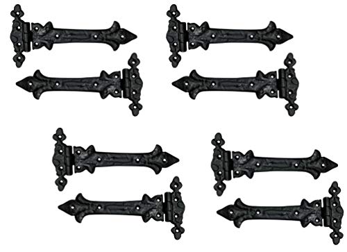 Image of Adonai Hardware Adonijah Antique Cast Iron Strap T Hinge (7.9 inch x 8 Pack, Oil Rubbed Black Living Finish) for Barn Doors, Gates, Kitchen Cabinets, Sheds, Wooden Box, Furniture, Cedar Chest and Trunks